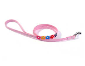 Double Row Flower Pet Collar and Leash