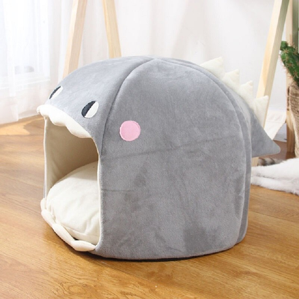 Gray Color Dinosaur Head Shaped Cat Cave