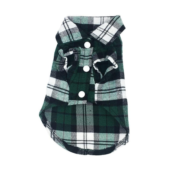 Plaid Shirts for Cats, Small to Medium Size Dogs, Cotton Pet Clothes T-Shirt
