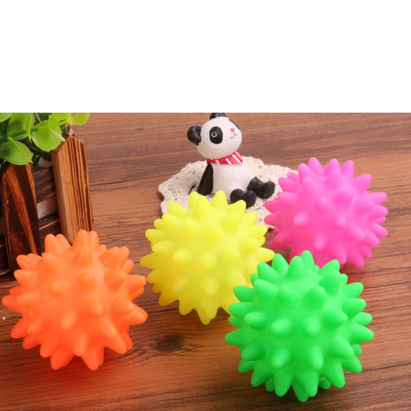 Rubber Spikey Ball Toy Biting Chewing Toys for Dogs, Cats - 3 Piece Set