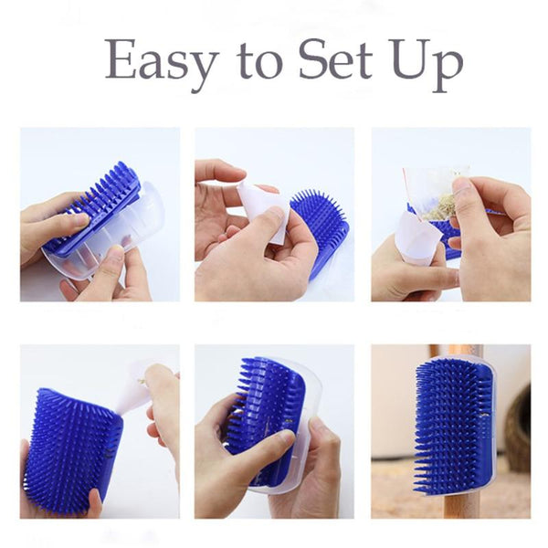 Cat Self Groomer Wall Brush Corner Massage Brush Comb Pads