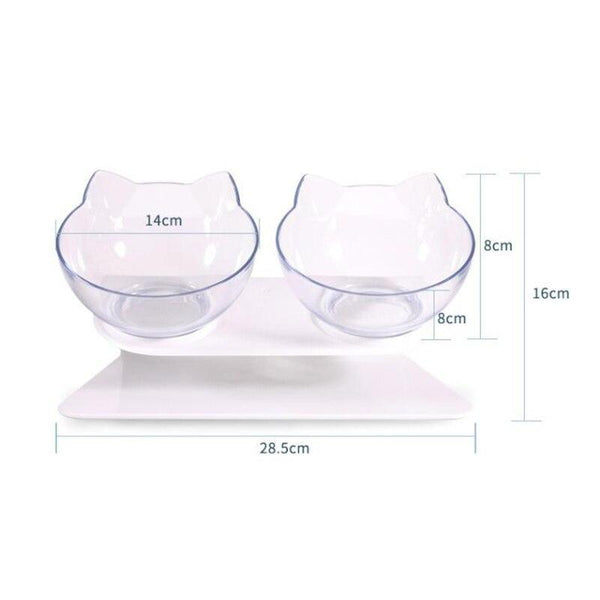Cat Head Shaped Feeding Bowl with Raised Stand for Food and Water