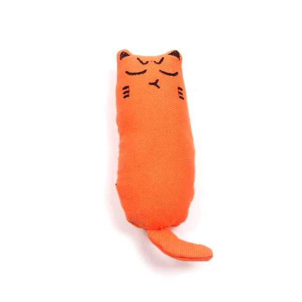 Cat Shape Plush Toys Rustle Sound Catnip Cute Kitten Bite Toy - Multicolor