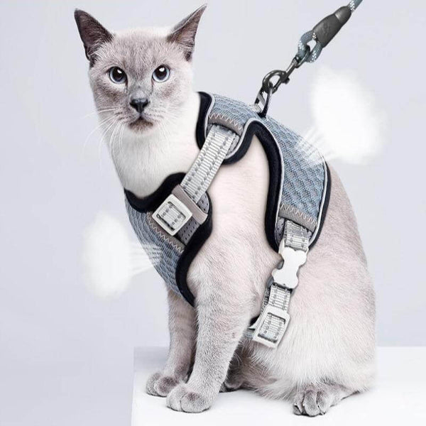 Adjustable Mesh Harness For Cats Reflective Vest Harness and Leash Set