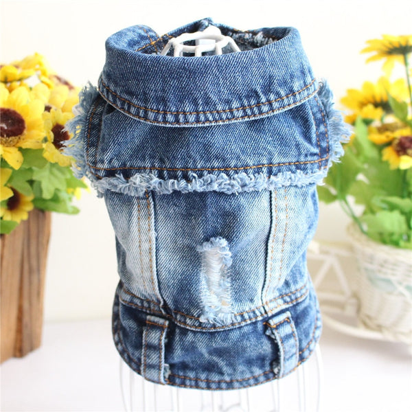 Denim Vest Clothes for Cats Casual Jeans Outfit Costume