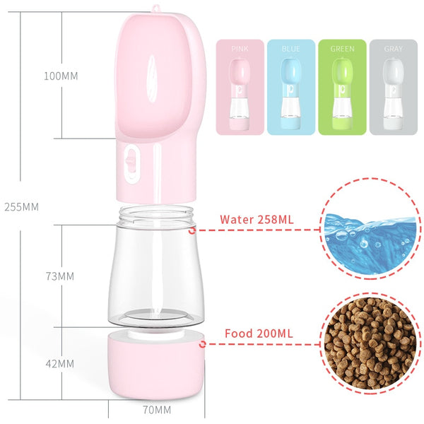 Portable Water Food Bottle Feeder Bowl Outdoor Travel for Dogs, Cats