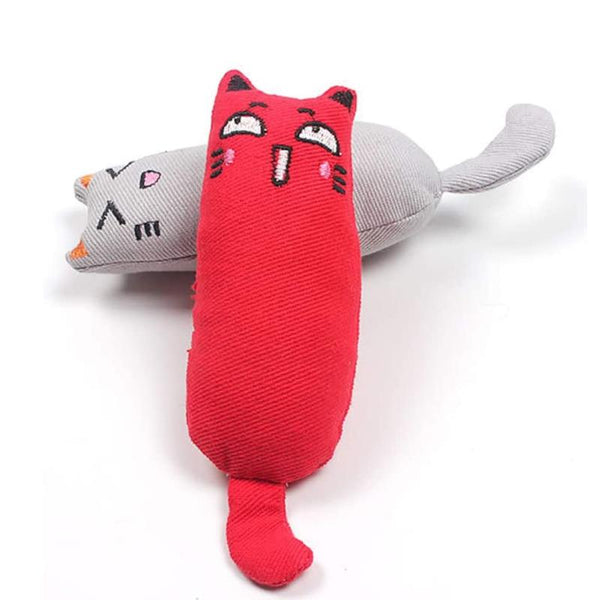 Cat Shape Plush Toys Rustle Sound Catnip Cute Kitten Bite Toy - Multicolor
