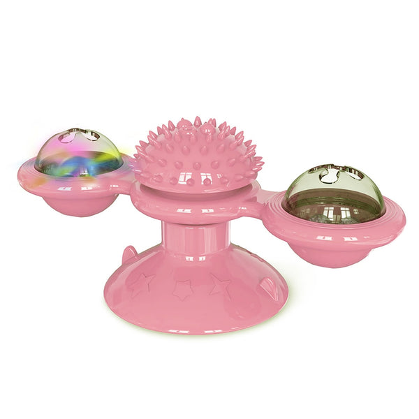 Rotating Windmill Toy For Cats with LED Light and Massager