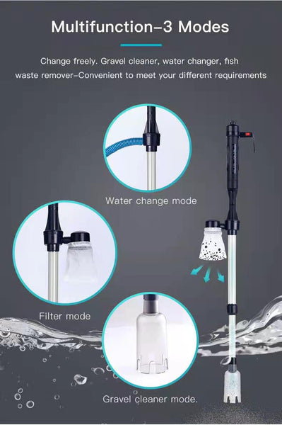 Electric Aquarium Water Change Pump Cleaning Tool Gravel Cleaner Siphon for Fish Tank
