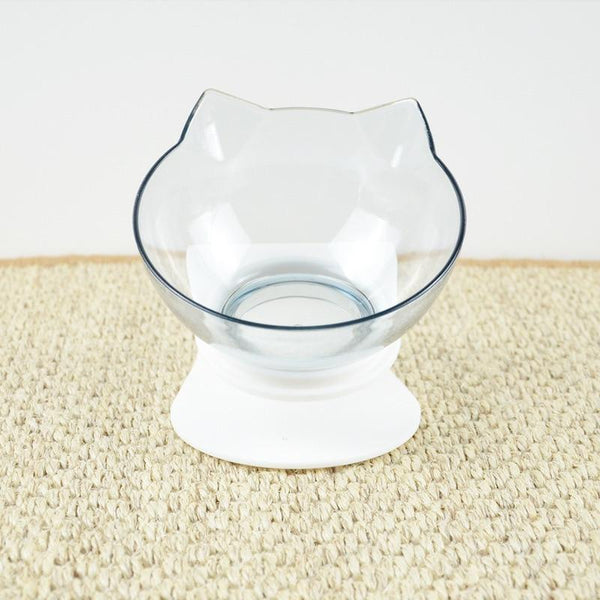 Cat Head Shaped Feeding Bowl with Raised Stand for Food and Water