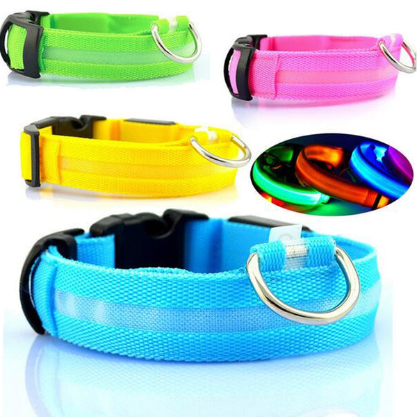 LED Night Light Nylon Dog Collar Safety Pets Supplies