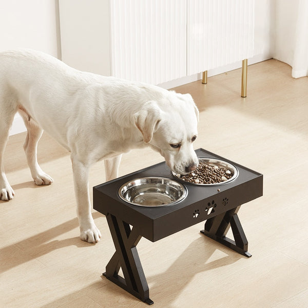Double Non-Slip Bowl Adjustable Heights Pet Cat Dog Food Feeding Dish Removable Bowl