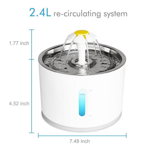 Automatic Water Fountain Pet Drinking Bowl with Active Carbon Filter, USB Powered