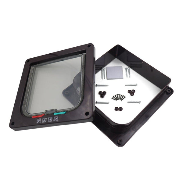 Flap Door with 4 Way Locking Security Lock Flap Gate Weatherproof for Dogs, Cats