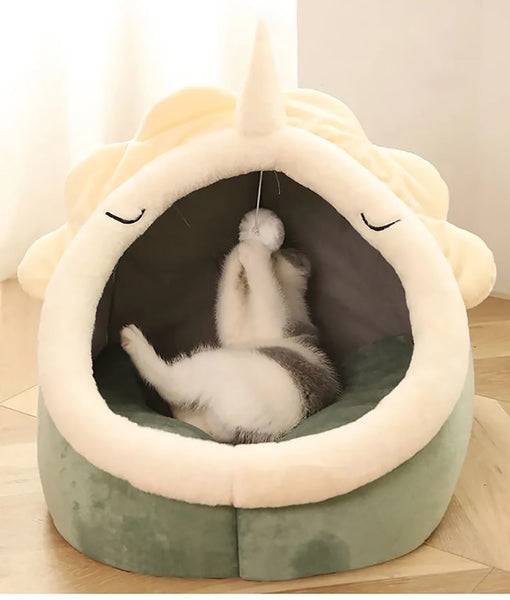 Sweet Cat Bed Warm Pet Basket Cozy Kitten Lounger Cushion Cat Cave House Tent Soft Material