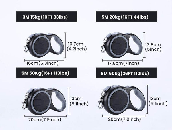 Automatic Extending/Retracting Dog Leash Straps Adjustable Dog Walking Running Leashes