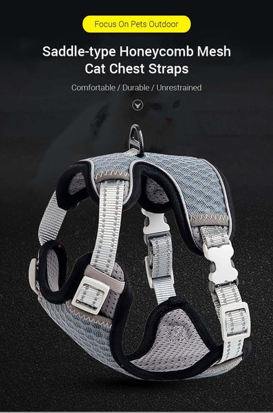 Adjustable Mesh Harness For Cats Reflective Vest Harness and Leash Set