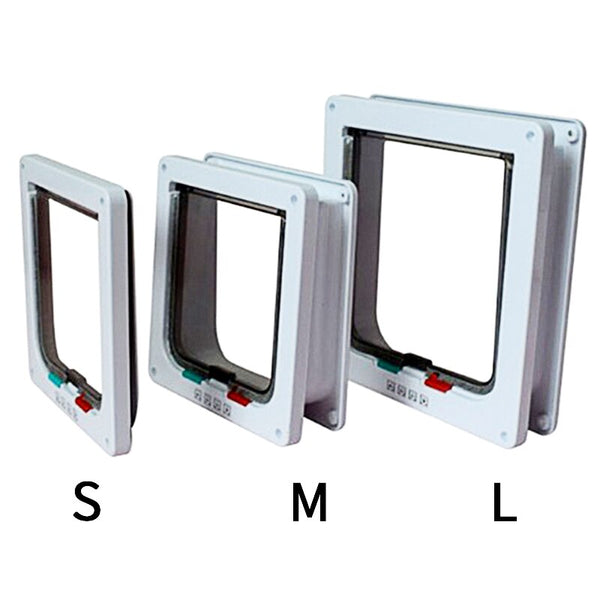 Flap Door with 4 Way Locking Security Lock Flap Gate Weatherproof for Dogs, Cats