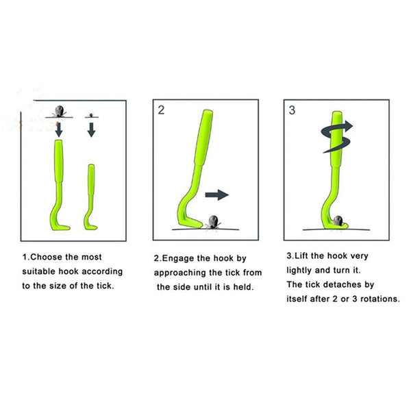 Pet Tick Remover Tool Plastic Hook Cat and Dog Grooming 3 Piece Set