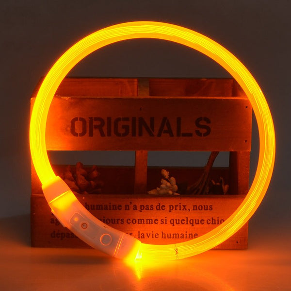 LED Light Up USB Rechargeable Dog Collars, Luminous Night Collar - 8 Color
