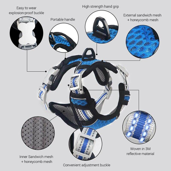 Breathable Mesh Dog Harness Reflective Pet Vest Harnesses with Leash
