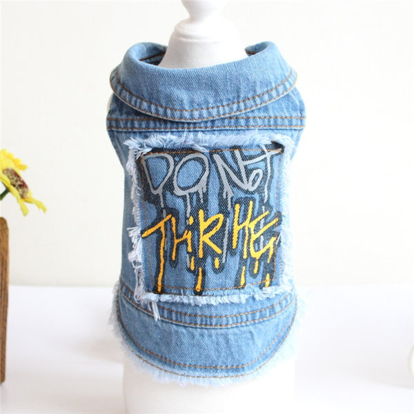 Denim Vest Clothes for Cats Casual Jeans Outfit Costume