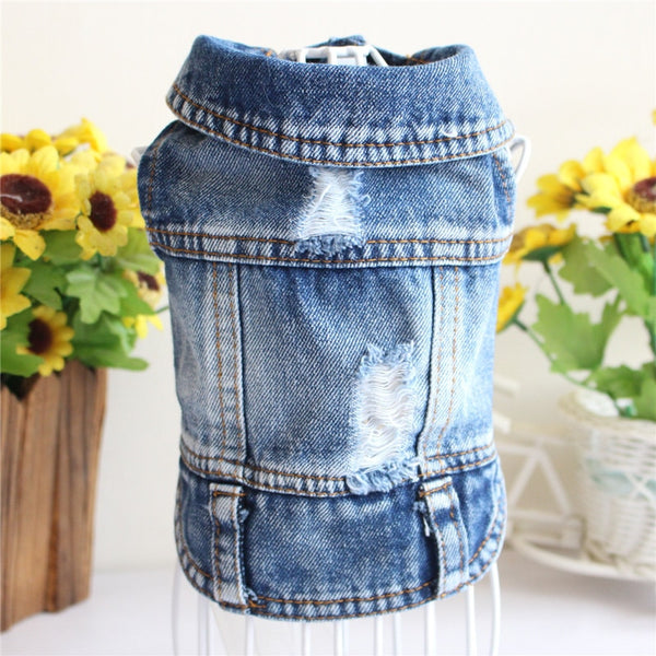 Denim Vest Clothes for Cats Casual Jeans Outfit Costume