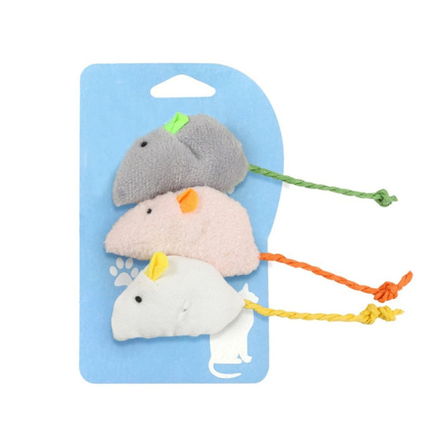 Plush Mouse Scratch and Bite Resistant Cat Toy, 3 Piece Set