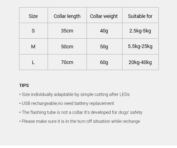 LED Light Up USB Rechargeable Dog Collars, Luminous Night Collar - 8 Color