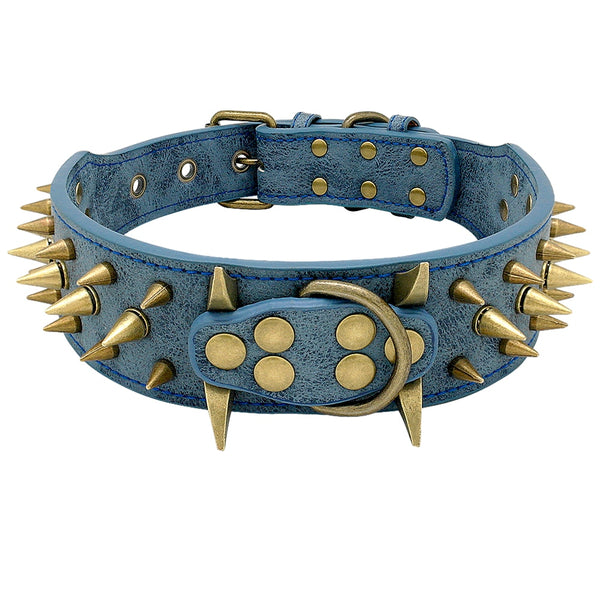 Cool Spikey Studded Dog Collar Artifical Leather Pet Collars for German Shepherd Mastiff Rottweiler Bulldog