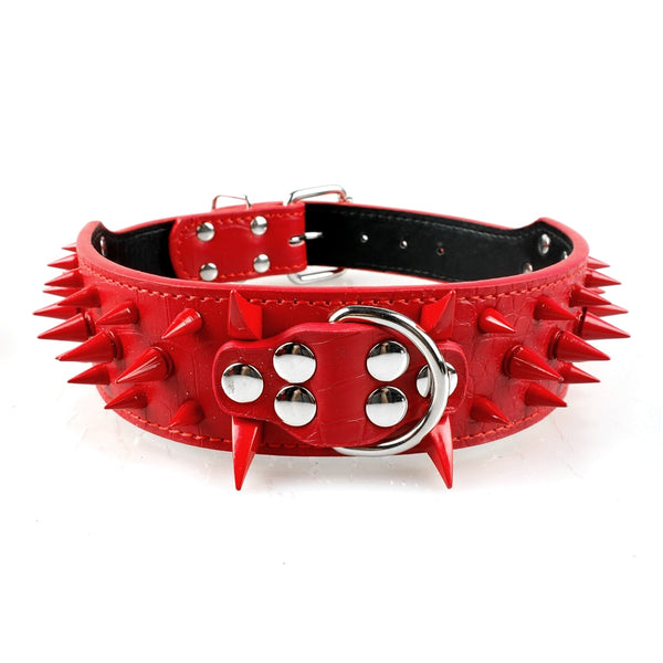 Cool Spikey Studded Dog Collar Artifical Leather Pet Collars for German Shepherd Mastiff Rottweiler Bulldog