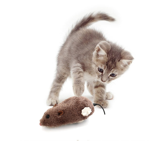 Interactive Moving Clockwork Plush Mouse Toy for Cats