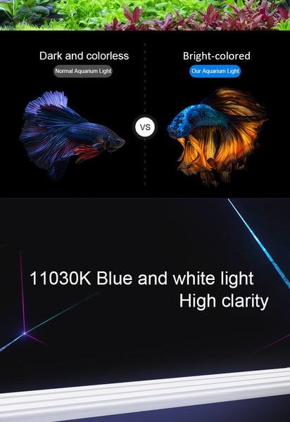 Super Slim LED Aquarium Lighting Fixture and Lamp Aquatic Plant Light 18-75cm Extendable Waterproof