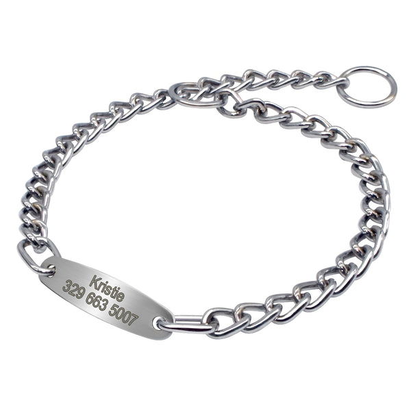 Personalized Dog Chain Collar with Custom Engraved ID Pendant