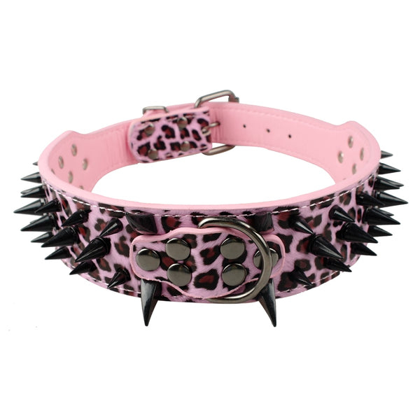Cool Spikey Studded Dog Collar Artifical Leather Pet Collars for German Shepherd Mastiff Rottweiler Bulldog