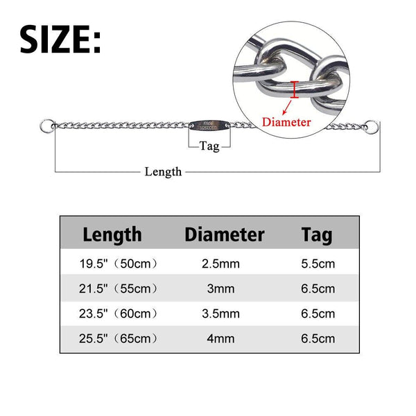 Personalized Dog Chain Collar with Custom Engraved ID Pendant