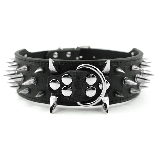Cool Spikey Studded Dog Collar Artifical Leather Pet Collars for German Shepherd Mastiff Rottweiler Bulldog
