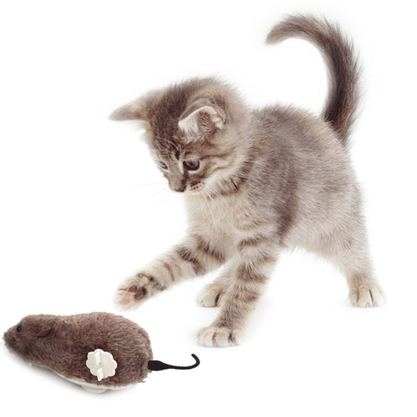 Interactive Moving Clockwork Plush Mouse Toy for Cats