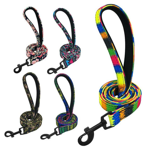 Colorful Pattern Design Printed Nylon Dog Leash - 4ft/1.2m