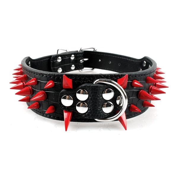 Cool Spikey Studded Dog Collar Artifical Leather Pet Collars for German Shepherd Mastiff Rottweiler Bulldog
