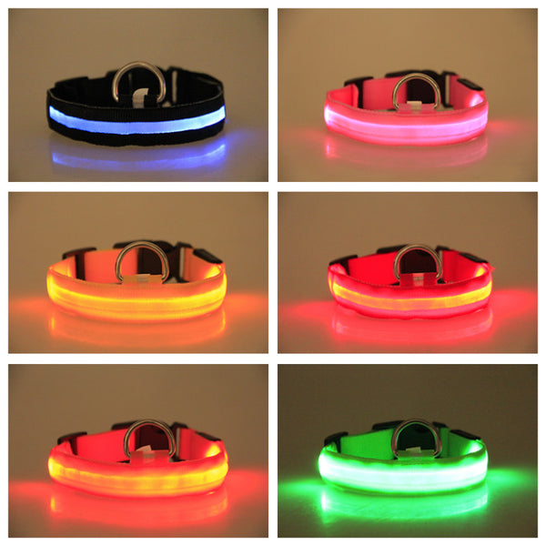 LED Night Light Nylon Dog Collar Safety Pets Supplies