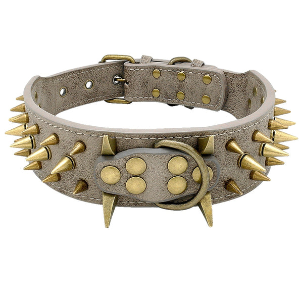Cool Spikey Studded Dog Collar Artifical Leather Pet Collars for German Shepherd Mastiff Rottweiler Bulldog