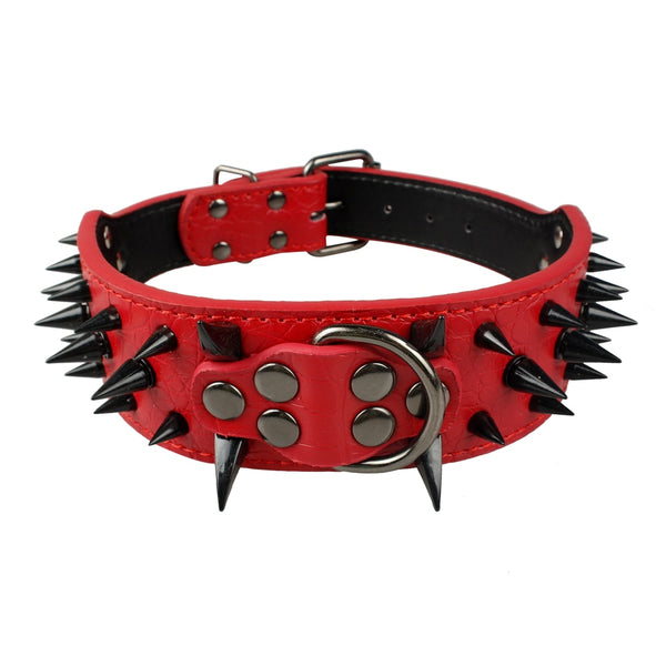 Cool Spikey Studded Dog Collar Artifical Leather Pet Collars for German Shepherd Mastiff Rottweiler Bulldog