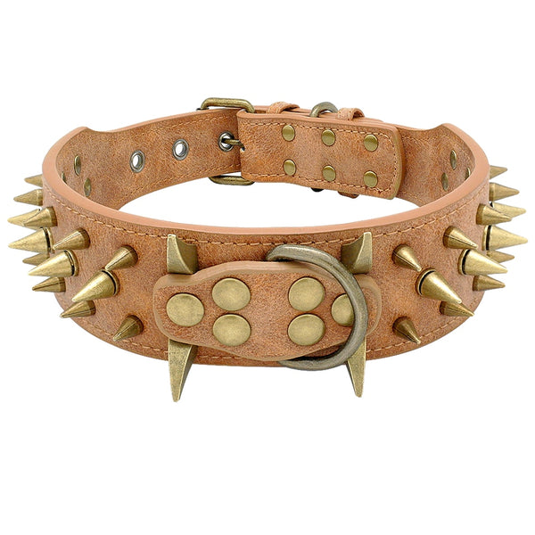 Cool Spikey Studded Dog Collar Artifical Leather Pet Collars for German Shepherd Mastiff Rottweiler Bulldog