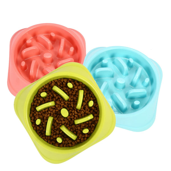 Portable Pet Feeding Bowls Slow Down Eating Food Dishes - in Various Shapes and Colors