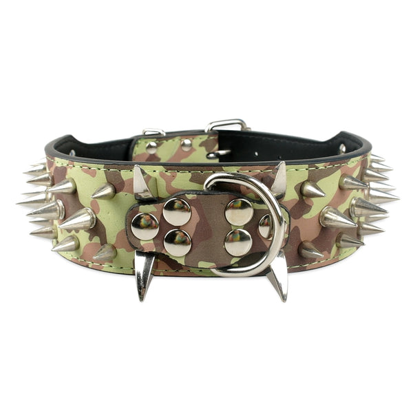 Cool Spikey Studded Dog Collar Artifical Leather Pet Collars for German Shepherd Mastiff Rottweiler Bulldog
