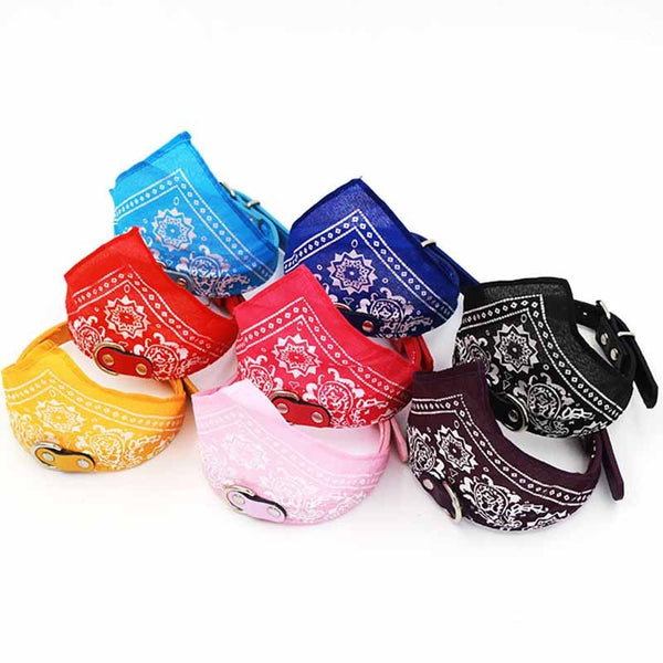 Puppy Neckerchief Adjustable Pet Dog Cat Neck Bandana Collar Scarf Accessories for Cats & Small Dogs Black Red Blue Pink Purple