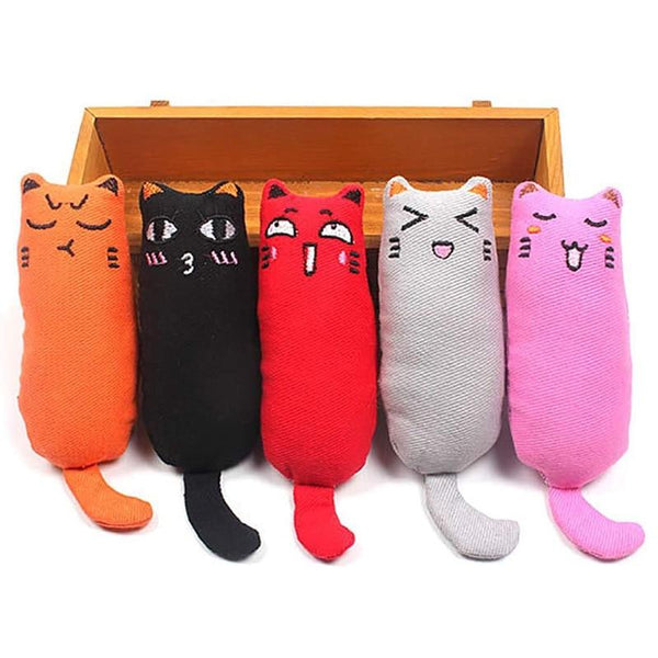 Cat Shape Plush Toys Rustle Sound Catnip Cute Kitten Bite Toy - Multicolor