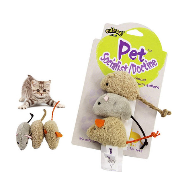 Plush Mouse Scratch and Bite Resistant Cat Toy, 3 Piece Set