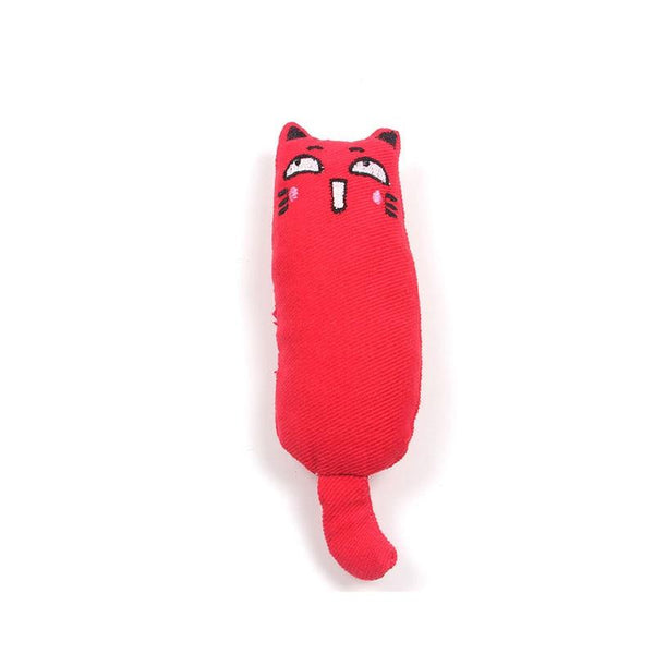 Cat Shape Plush Toys Rustle Sound Catnip Cute Kitten Bite Toy - Multicolor